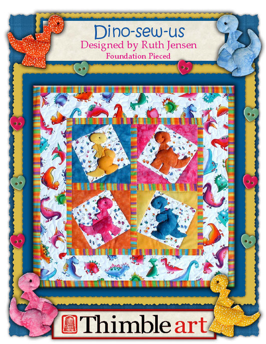 Dino-sew-us – 3D Dinosaur Quilt Pattern with Dimensional Paper Piecing