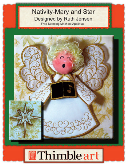 Nativity/Angel and Stars (Machine Embroidery)