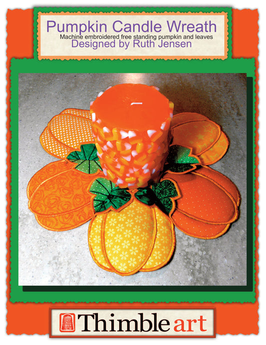 Pumpkin Candle Centerpiece Machine Embroidery