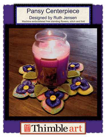 Pansy Candle Centerpiece  (Machine Embroidery)